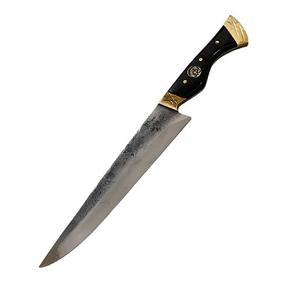 Faca para churrasco FULL TANG Carbono 8" cabo casco de cavalo