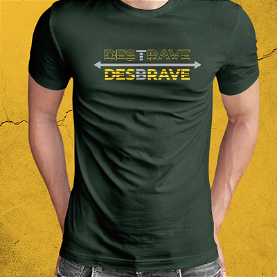 CAMISA MASC. "DESTRAVE-DESBRAVE" ALGODÃO EGÍPCIO - COR VERDE
