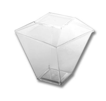 Copo quadrado com tampa 100ml cristal caixa com 44 pacotes contendo 10 unidades - Prafesta 