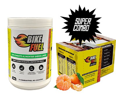 BIKEFUEL  - Suplemento para Ciclista  - Sabor Limão 900g  + Caixa Sabor Tangerina 600g (15 sachês com 40g)