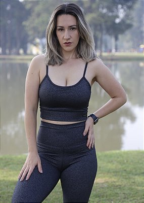 Top Cropped Grafite - Power Confort