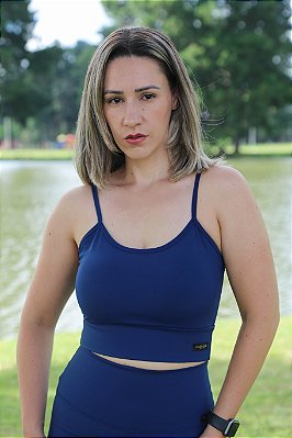 Top Cropped Azul Marinho -  Poliamida