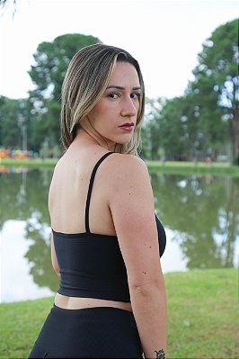 Top Cropped Preto - Canelado