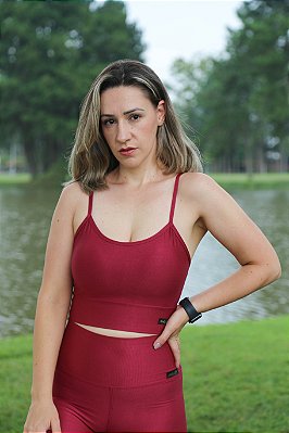 Top Cropped Marsala - Aveludado de Compressão