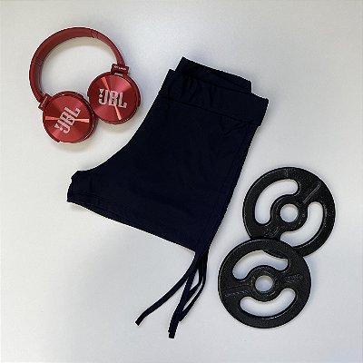 Micro Shorts Drapeado Preto - Poliamida