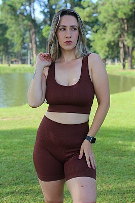 Conjunto Canelado - Shorts e Top Regata