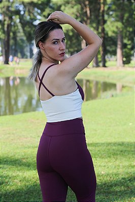 Conjunto Vinho - Legging Cós Cruzado e Top Trançado