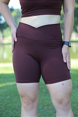 Shorts Cós Cruzado Marrom - Poliamida