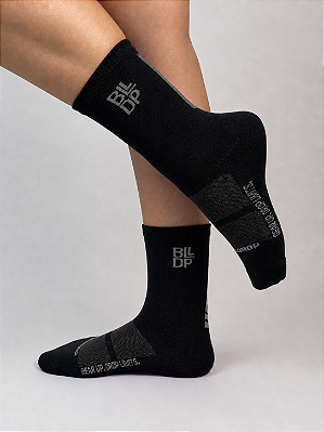 Meia Runner de Poliamida Preto com Cinza