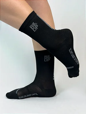 Meia Runner de Poliamida Preto com Cinza
