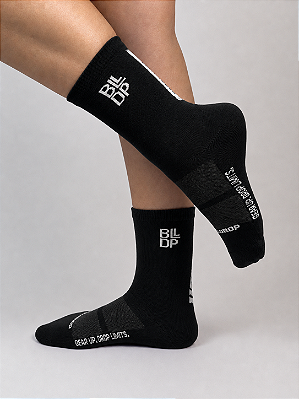 Meia Runner de Poliamida Preto com Branco