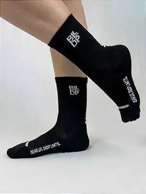 Meia Runner de Poliamida Preto com Branco