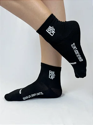 Meia Runner de Poliamida Preto com Branco (Cano Médio)