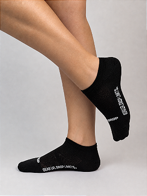 Meia Runner de Poliamida Preto com Branco (Cano Baixo)