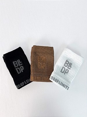 Kit 3 Munhequeiras Seca Suor - Preto/Cinza, Branco e Marrom