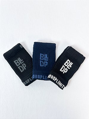 Kit 3 Munhequeiras Seca Suor - Preto/Branco, Azul Marinho e Preto/Cinza
