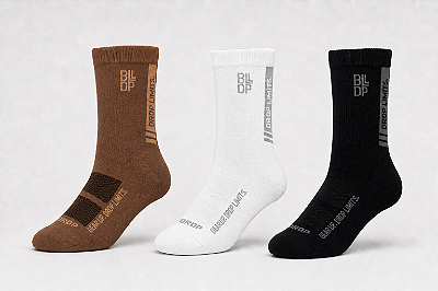 Kit 3 Meias Runner de Poliamida - Preto/Cinza, Marrom e Branco