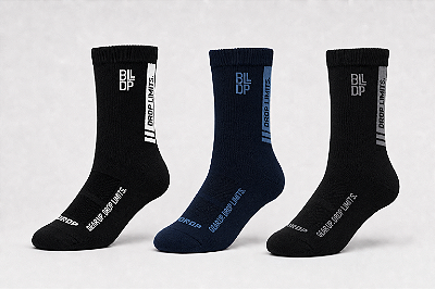Kit 3 Meias Runner de Poliamida - Preto/Branco, Azul Marinho e Preto/Cinza