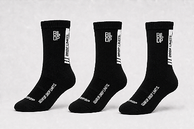 Kit 3 Meias Runner de Poliamida - Preto/Branco (Cano Longo)
