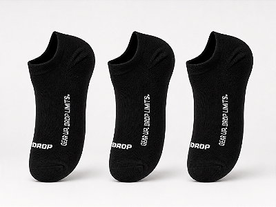 Kit 3 Meias Runner de Poliamida - Preto/Branco (Cano Baixo)