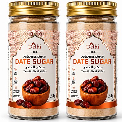 Kit 2x Açúcar De Tâmara Pó 250g Adoçante Natural Vegano