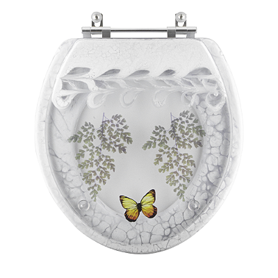 Assento Sanitario Poliester Decorado Borboleta Classica para vaso Celite