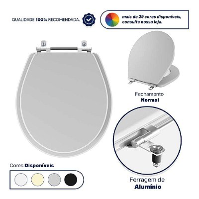 Assento Sanitário Ravena Cinza Real para vaso Deca