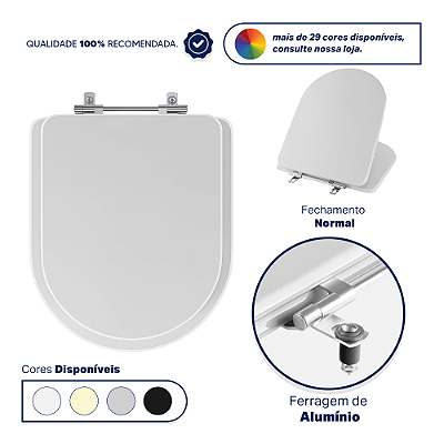 Assento Sanitário San Remo Branco para vaso Hervy