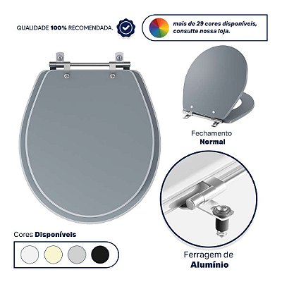 Assento Sanitario Poliester Ravena Cinza Vip Para vaso Deca