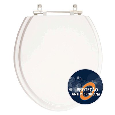 Assento Sanitário Poliéster Antibacteriano Convencional Oval Universal Branco