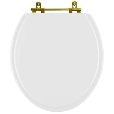 Assento Sanitário Laqueado Convencional Oval Branco - Ferragem Dourada