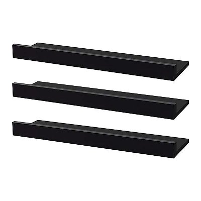 Kit 3 Prateleiras Porta Quadros 70 x 10cm Preta Suporte Invisível