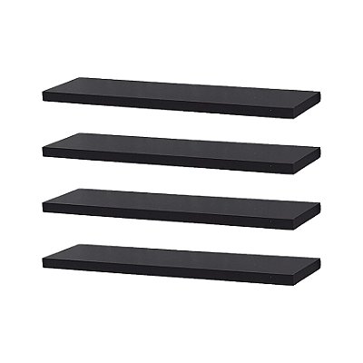 Kit 4 Prateleiras 40 x 20cm Preta Suporte Invisível