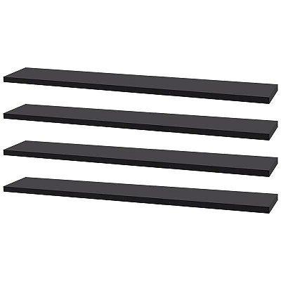 Kit 4 Prateleiras 70 x 20cm Preta Suporte Invisível