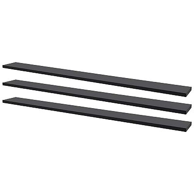 Kit 3 Prateleiras 80 x 10cm Preta Suporte Invisível