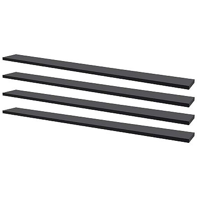 Kit 4 Prateleiras 80 x 10cm Preta Suporte Invisível