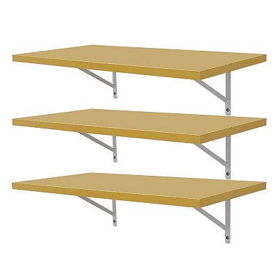 Kit 3 Prateleiras 100 x 30cm Amarela Com Mão Francesa