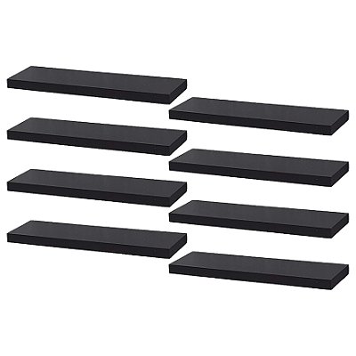 Kit 8 Prateleiras 30 x 10cm Preta Suporte Invisível