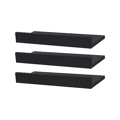 Kit 2 Prateleiras Porta Quadros 30 x 15cm Preta Suporte Invisível
