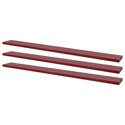 Kit 3 Prateleiras 100 x 10cm Vermelha Suporte Invisível