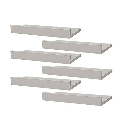 Kit 6 Prateleiras Porta Quadros 50 x 10cm Branca Suporte Invisível
