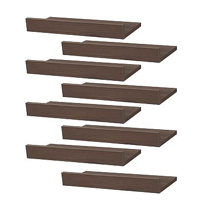 Kit 8 Prateleiras Porta Quadros 50 x 10cm Nogal Suporte Invisível