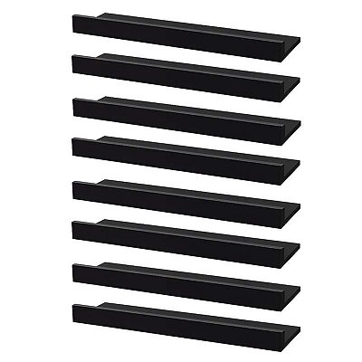 Kit 8 Prateleiras Porta Quadros 50 x 10cm Preta Suporte Invisível