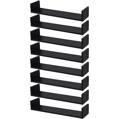 Kit 8 Prateleiras U 50 x 15cm Preta Suporte Invisível