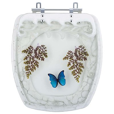 Tampa para Vaso Incepa Thema Branco com Borboleta Azul
