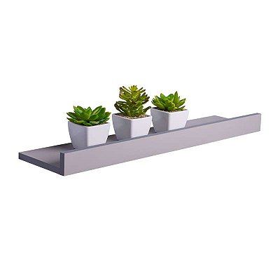 Prateleira Porta Quadros 100 x 10cm Cinza Claro Suporte Invisível