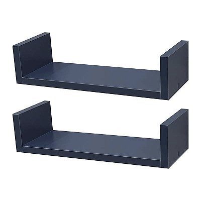 Kit 2 Prateleiras U 50 x 20cm azul Suporte Invisível