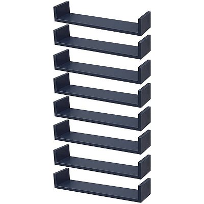 Kit 8 Prateleiras U 50 x 20cm azul Suporte Invisível
