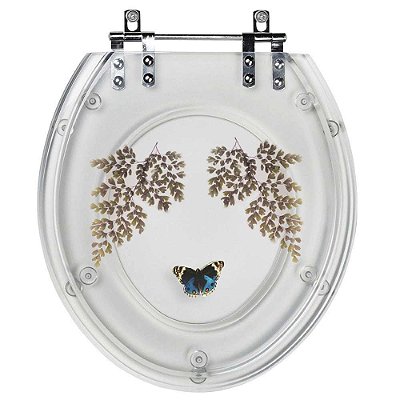 Tampa de Vaso Decorado Transparente com Borboleta Azul
