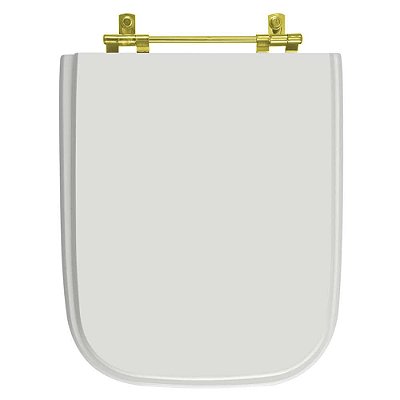 Tampa de Vaso Tivoli Branco para bacia Ideal Standard Com Ferragem Dourada